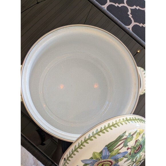 Portmeirion Botanic Garden VTG Blue Passion Flower Lg Metal Enamel Casserole Pot - Picture 14 of 16
